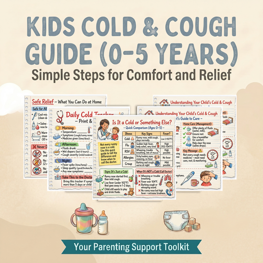 Kids Cold & Cough Guide (0–5 Years) – 12-Page PDF – Safe Home Remedies, Red Flags & Fever Management