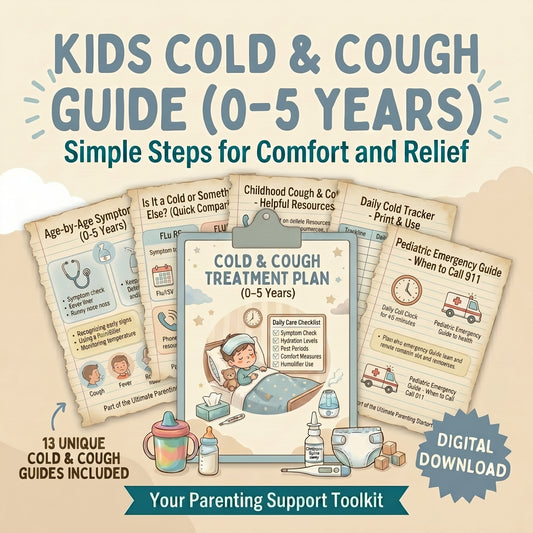Kids Cold & Cough Guide (0–5 Years) – 12-Page PDF – Safe Home Remedies, Red Flags & Fever Management