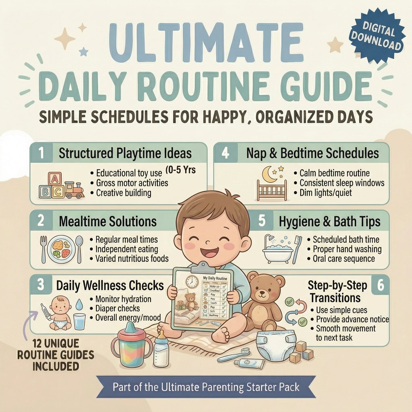 Kids Daily Routine Guide (0–5 Years) – Easy Schedules for Calm & Organized Days